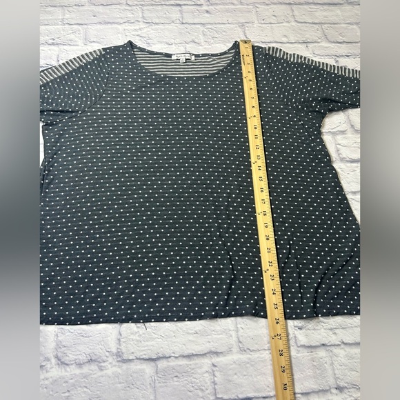 Anthropologie Rose & Olive Gray/White Polka Dot Top. 3/4 Length Sleeve. Size 2X - Picture 5 of 8